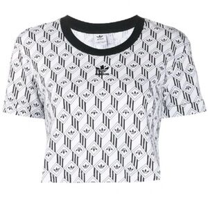 Adidas Women's Monochrome Patterned Crop Top